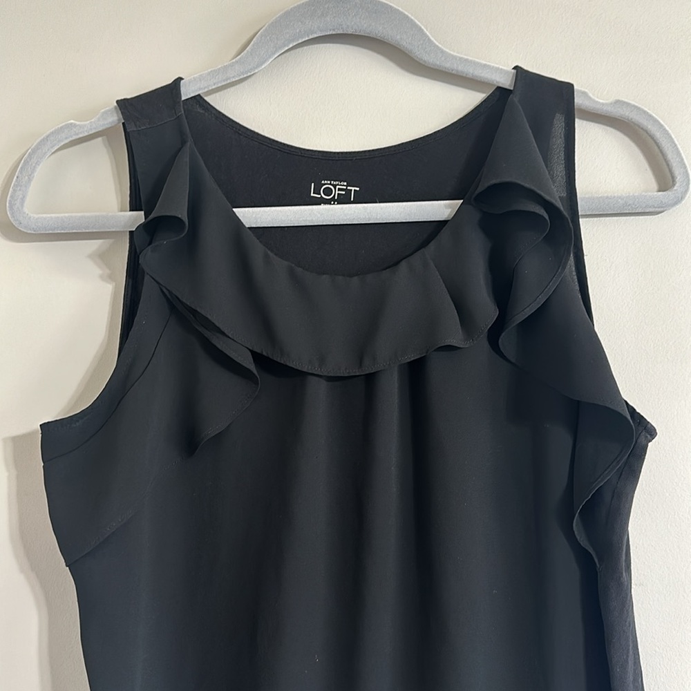 Loft Black Ruffle Blouse - Picture 3 of 9